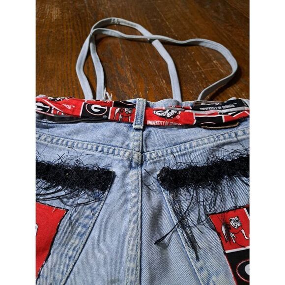 Vintage Handmade Denim Blue Jean UGA Georgia Bulldog Booty Bag Upcycle Purse - Picture 10 of 10